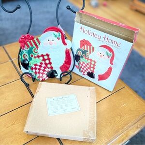 Fitz & Floyd Plaid Christmas Santa Claus Canape Plate No 19 of /231 original box